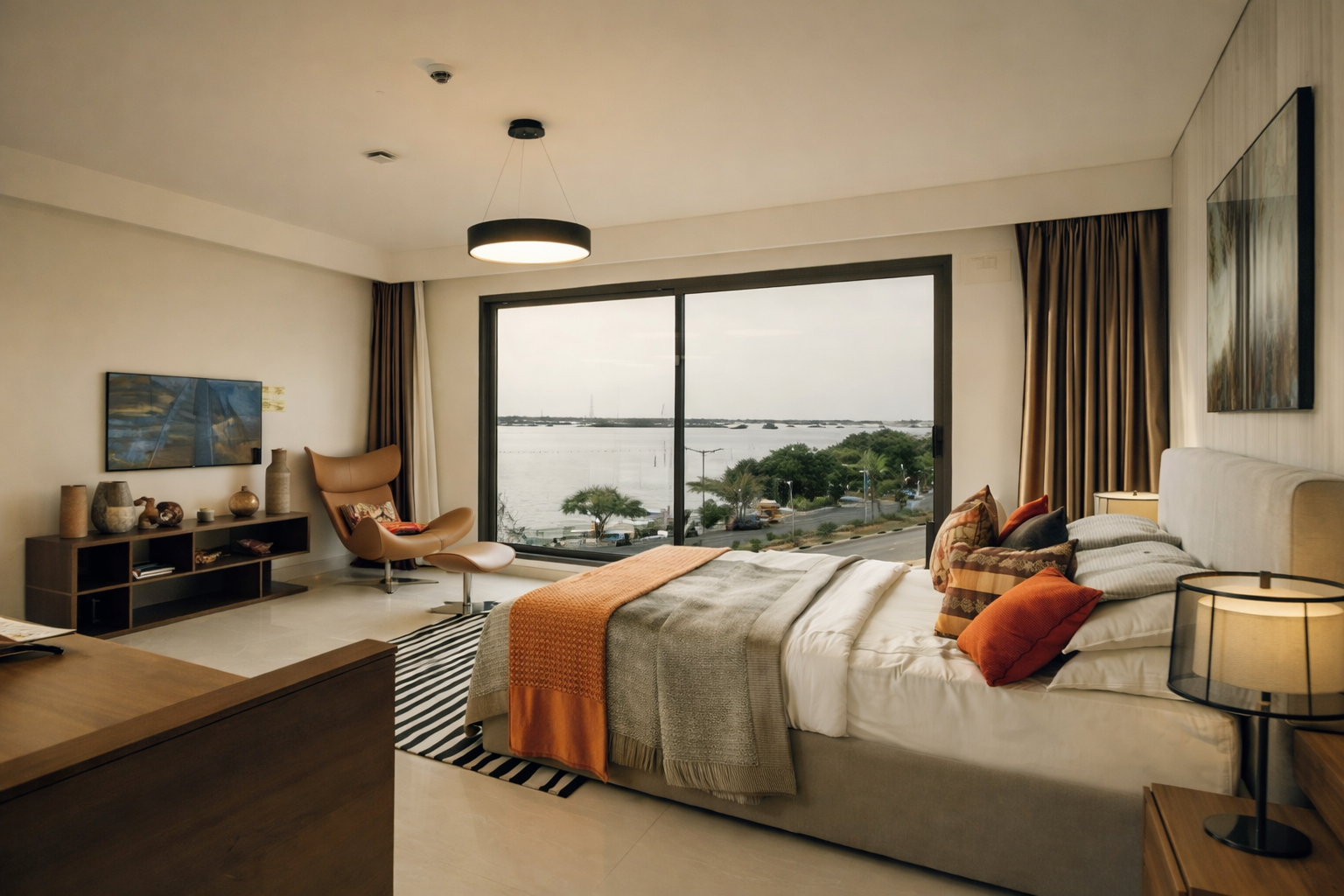 Luxurious bedroom at SOBHA Marina One