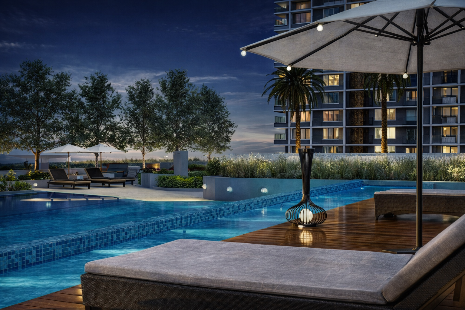 Infinity pool deck at Marina One